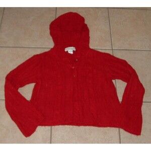 Red Sz Medium Casual Wear Cropped Hooded Pullover Sweater SWEATER PROJECT
